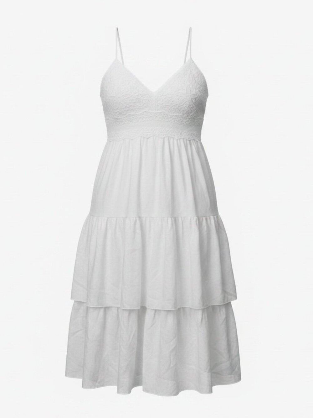 Rebellion Again White Tiered Spaghetti Strap Dress – Size L